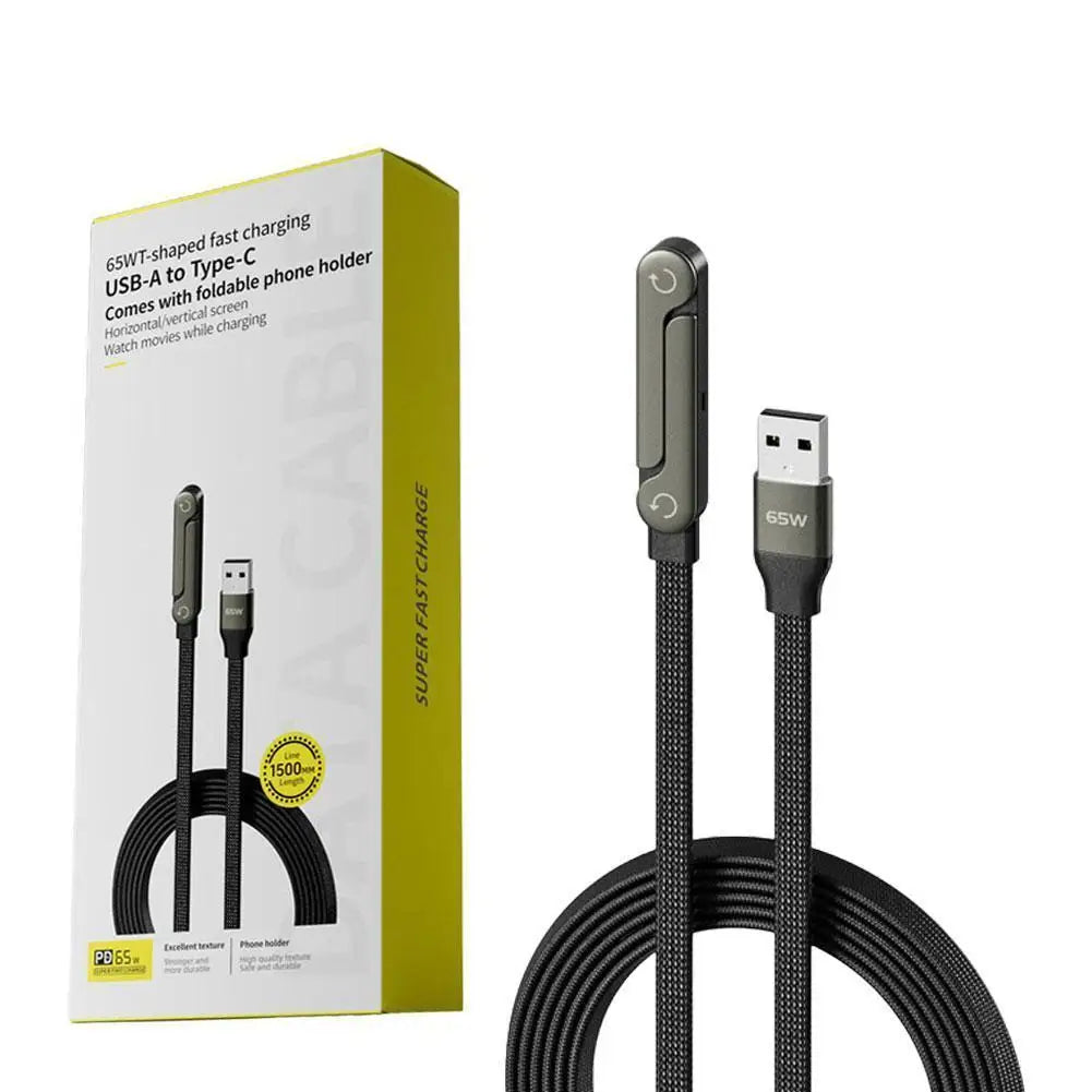 Câble 240W Coude 90° avec Support Gaming Ajustable pour iPhone 17 Xiaomi — Charge Rapide