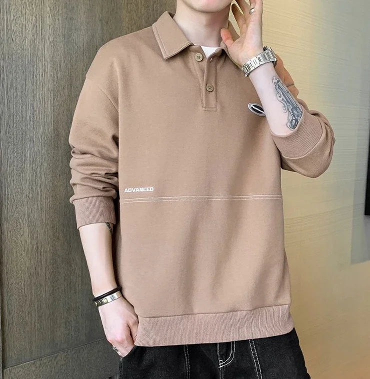 Sweatshirt Polo Oversize Homme — Style Y2K Harajuku Streetwear Baggy