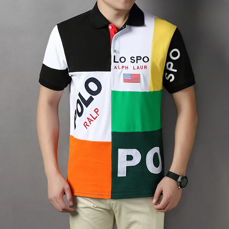 Oversized New Men's Polo T Shirt US Size 7XL Short Sleeve Classic Plaid Three Buttons Collar TShirt (Available in Big & Tall)