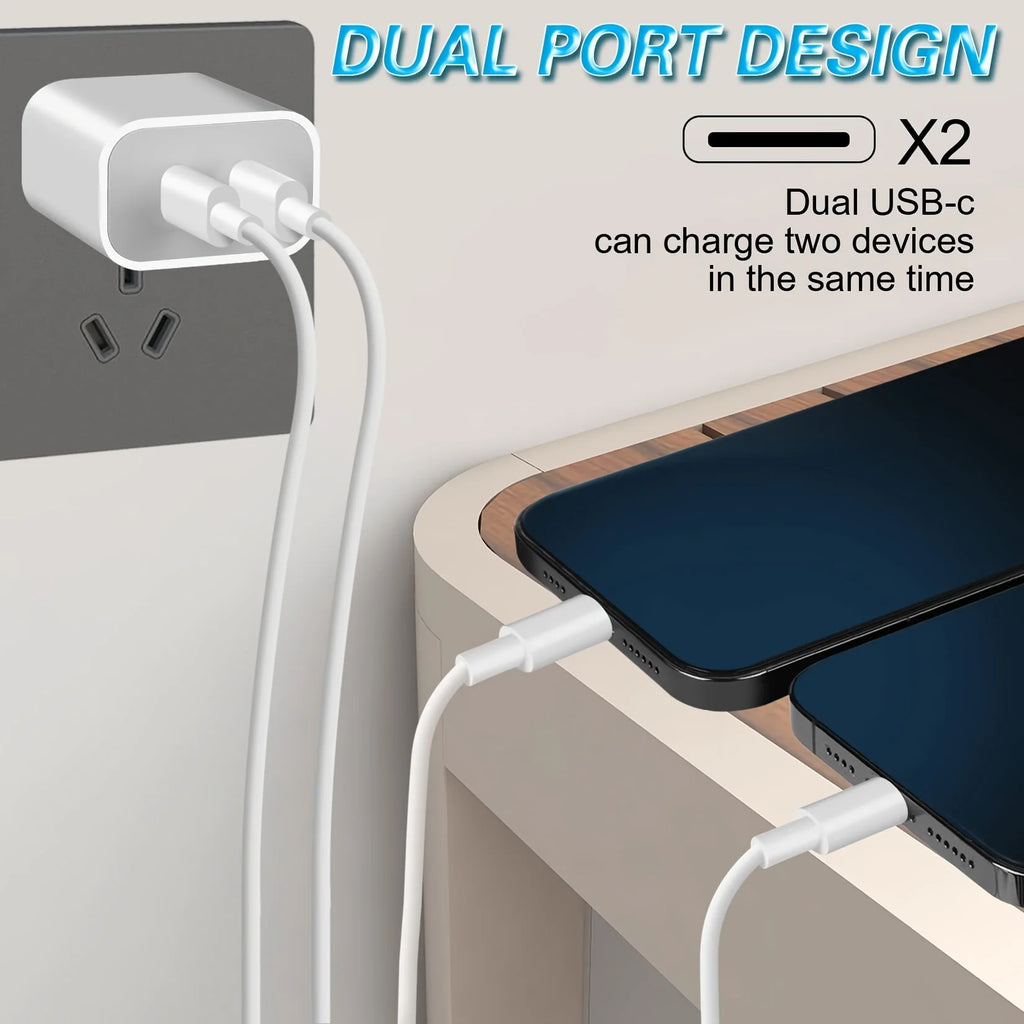 Kit Chargeur iPhone 20W Charge Rapide — 2 Adaptateurs & 4 Câbles 1.8m pour iPhone 14 13 12 11 SE
