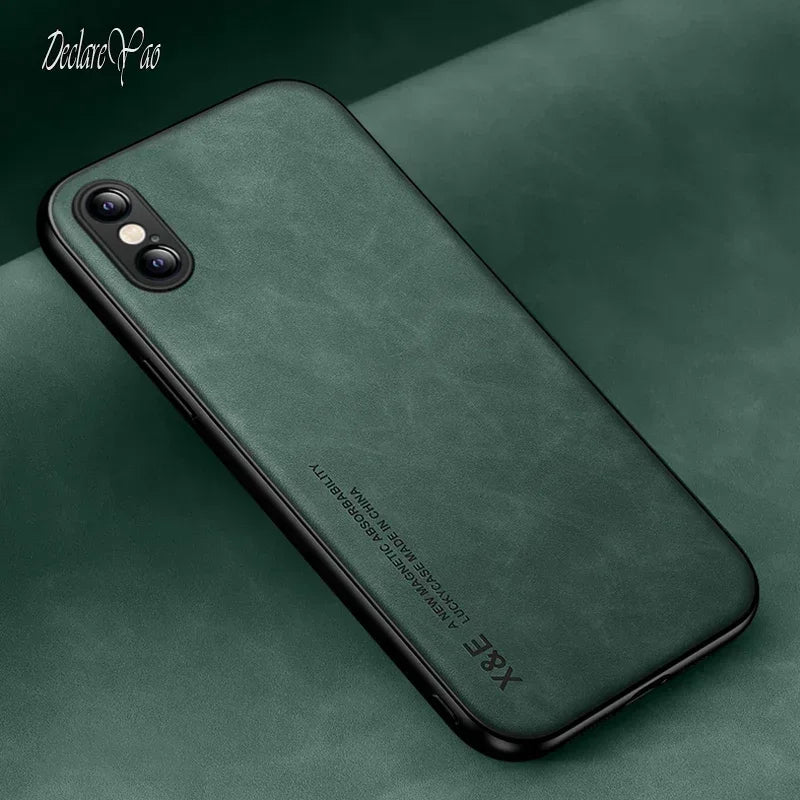 DECLAREYAO Original Luxury Light Slim Suede Leather Hard Coque For iPhone X Xs Max XR Phone Case Cover Shockproof Soft Frame