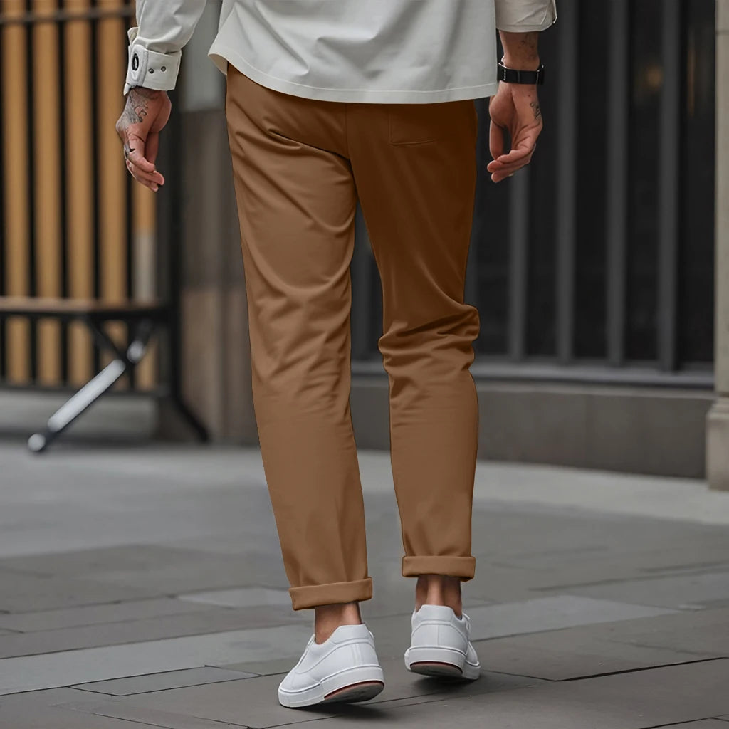 Pantalon Droit Homme Uni — Coupe Droite Confortable Été