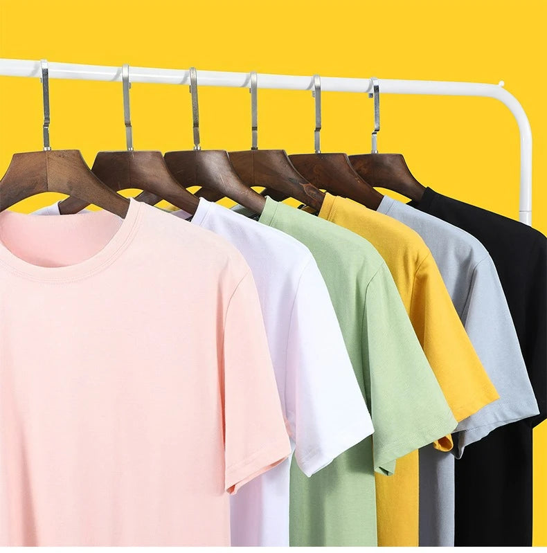 Oversize Men's T-Shirt Heavy Cotton Solid Color Heavy Loose Off-Shoulder Short Sleeve New Men's T-Shirt Undershirt Men's