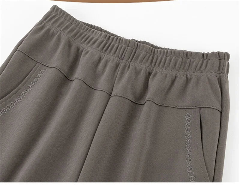 Oversize 8XL Women Trousers 2026 New Solid Elastic High Waist Casual Pants Autumn Winter Female Straight Pants Mother Long Pants