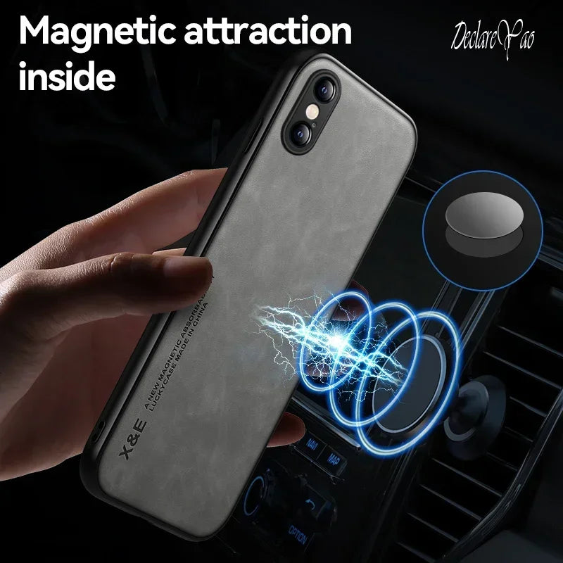 DECLAREYAO Original Luxury Light Slim Suede Leather Hard Coque For iPhone X Xs Max XR Phone Case Cover Shockproof Soft Frame