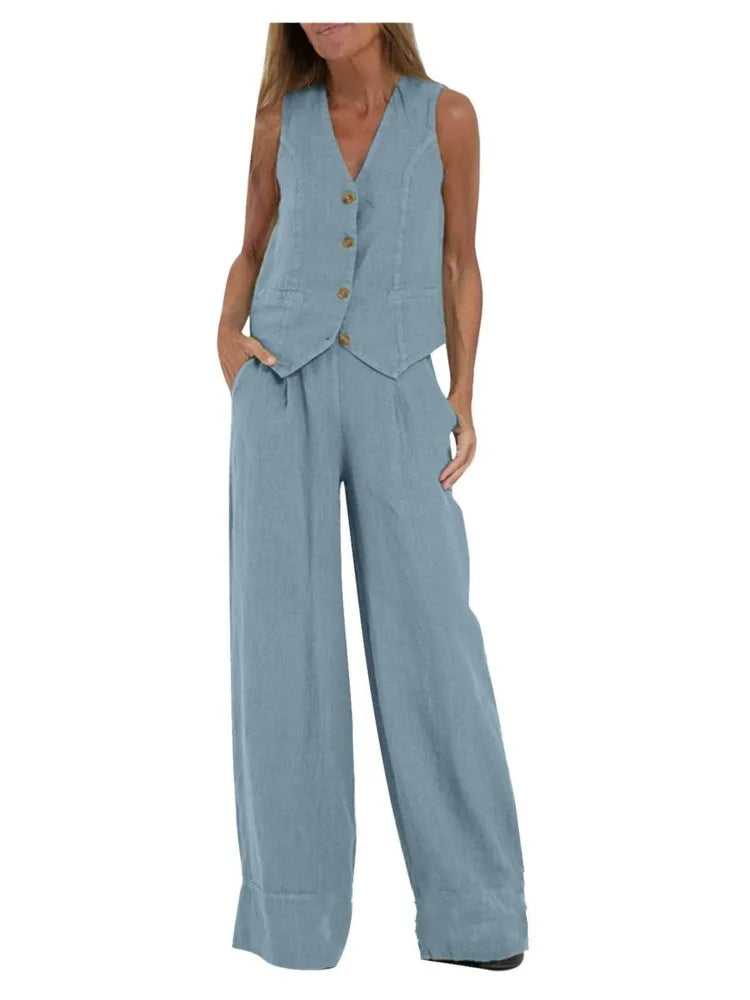 Ensemble Femme Sans Manches & Pantalon — Tenue Casual Elégante Printemps/Été 2024