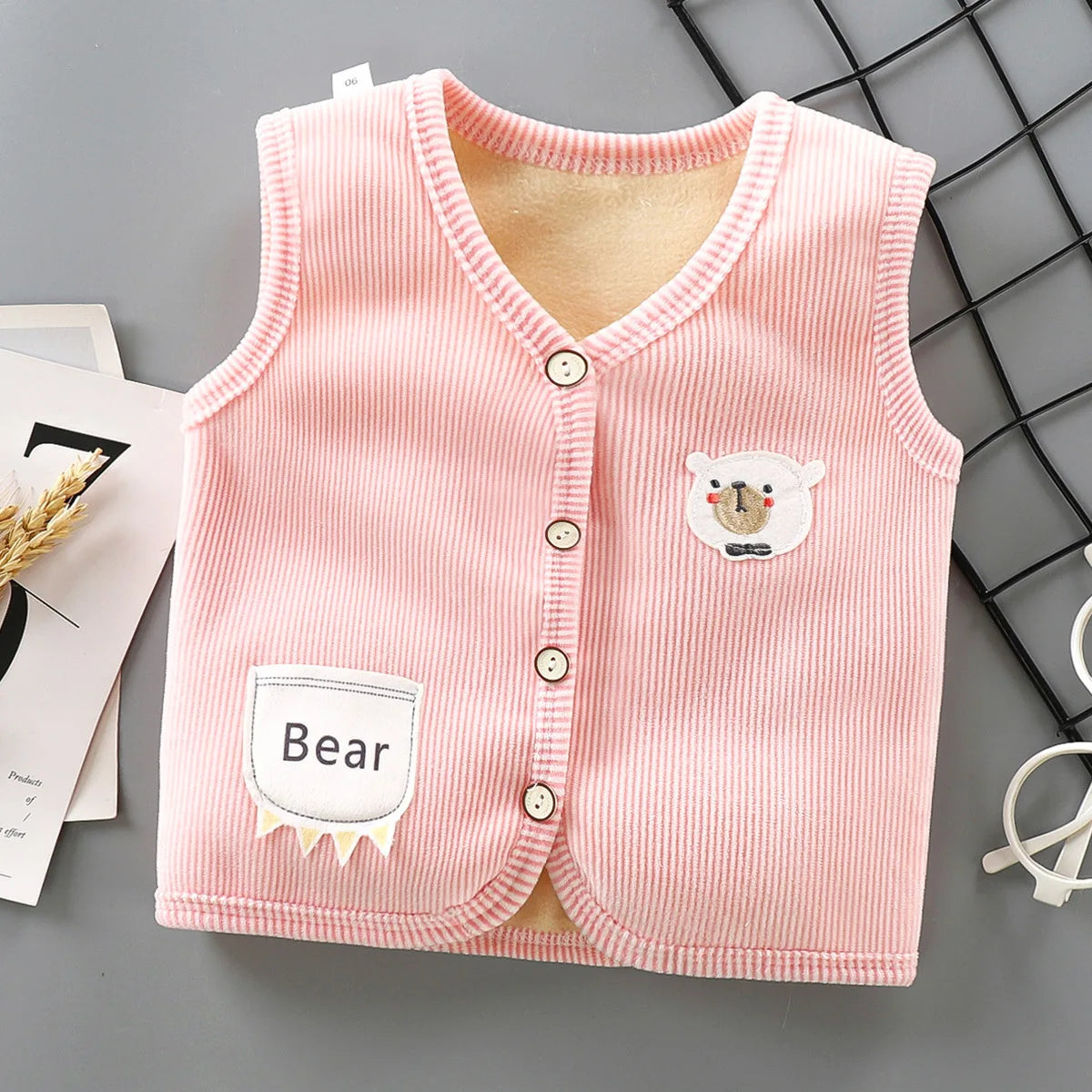 Gilet Enfant Velours Chaud — Veste Sans Manches Garçon & Fille