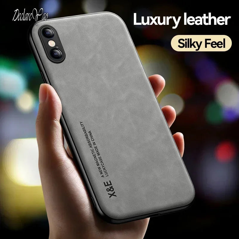 DECLAREYAO Original Luxury Light Slim Suede Leather Hard Coque For iPhone X Xs Max XR Phone Case Cover Shockproof Soft Frame