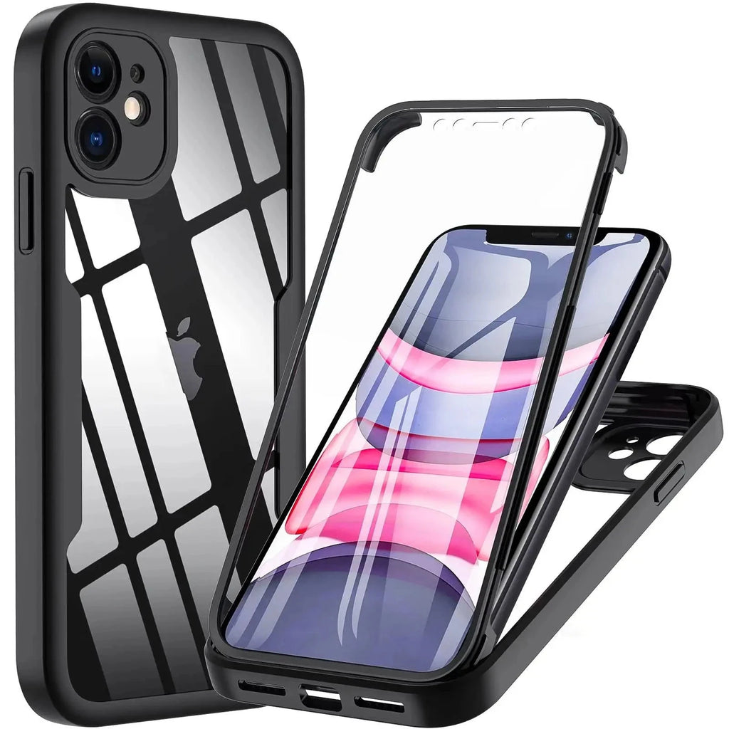 Coque 360° robuste iPhone – Transparente avec protection d'écran intégrée, tous modèles