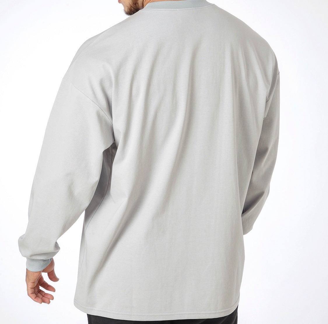 Men Long Sleeve Shirts Loose Oversize T Shirt for Men Autumn Workout Fitness Gym Hip Hop Clothing Men