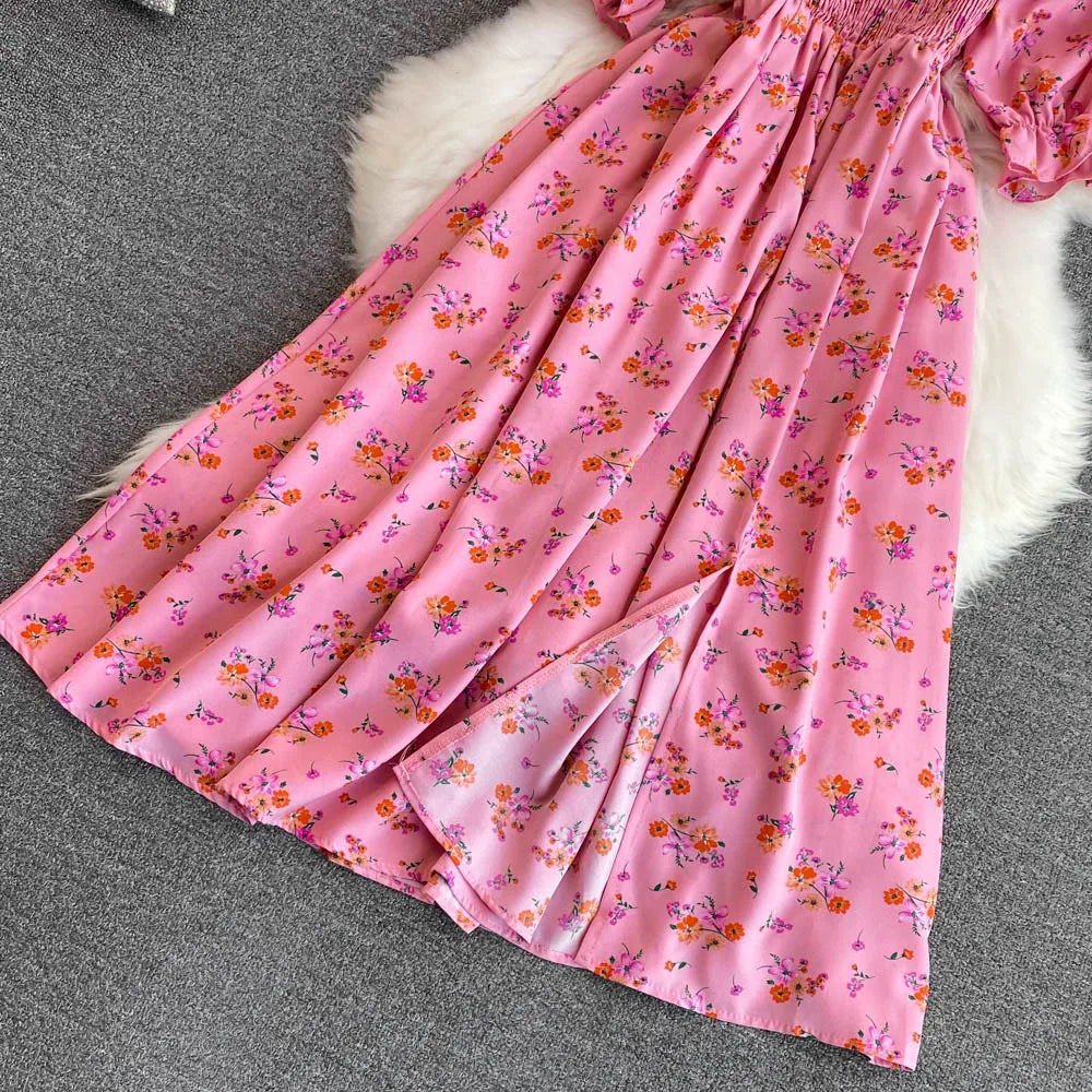 Robe Longue Bohémienne À Volants — Imprimé Floral Maxi Bustier Été