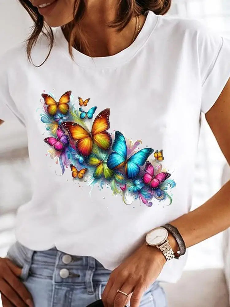 T-Shirt Femme Imprimé Fleurs — Style Casual Années 90
