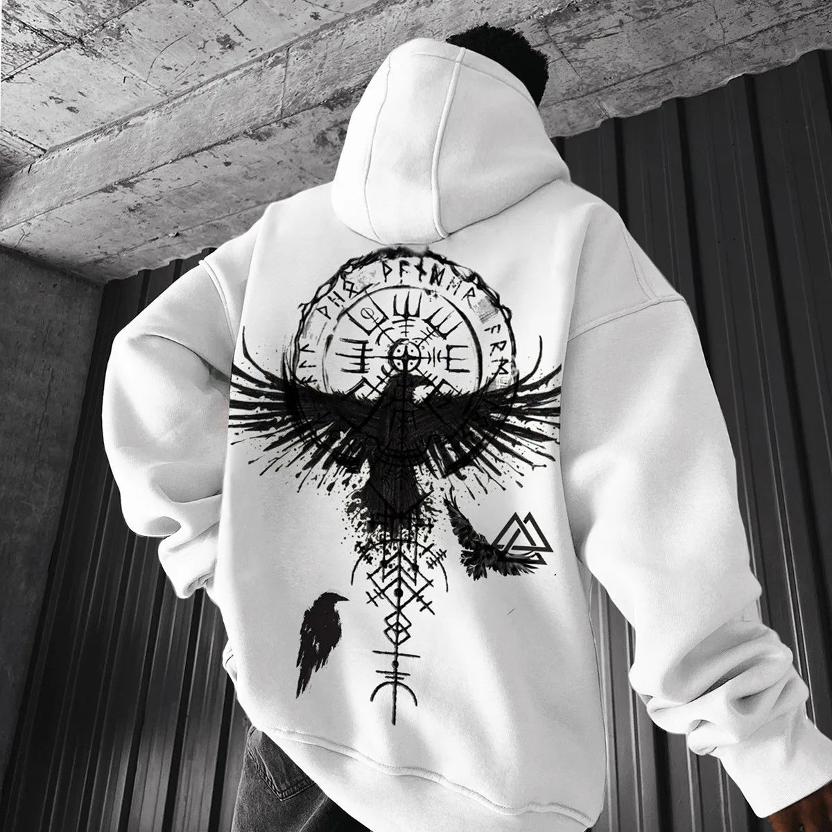 Oversized Loose Sweatshirts Mens Vintage Gothic Print Hooded Tops Streetwear Hoodies Spring Autumn Long Sleeve Sportshirts