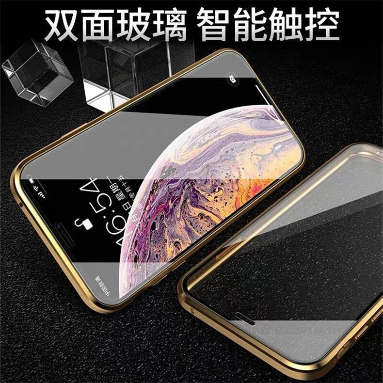 Coque magnétique 360° iPhone – Double face verre trempé et métal, protection totale