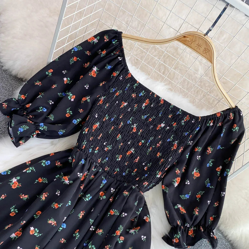 Robe Longue Bohémienne À Volants — Imprimé Floral Maxi Bustier Été
