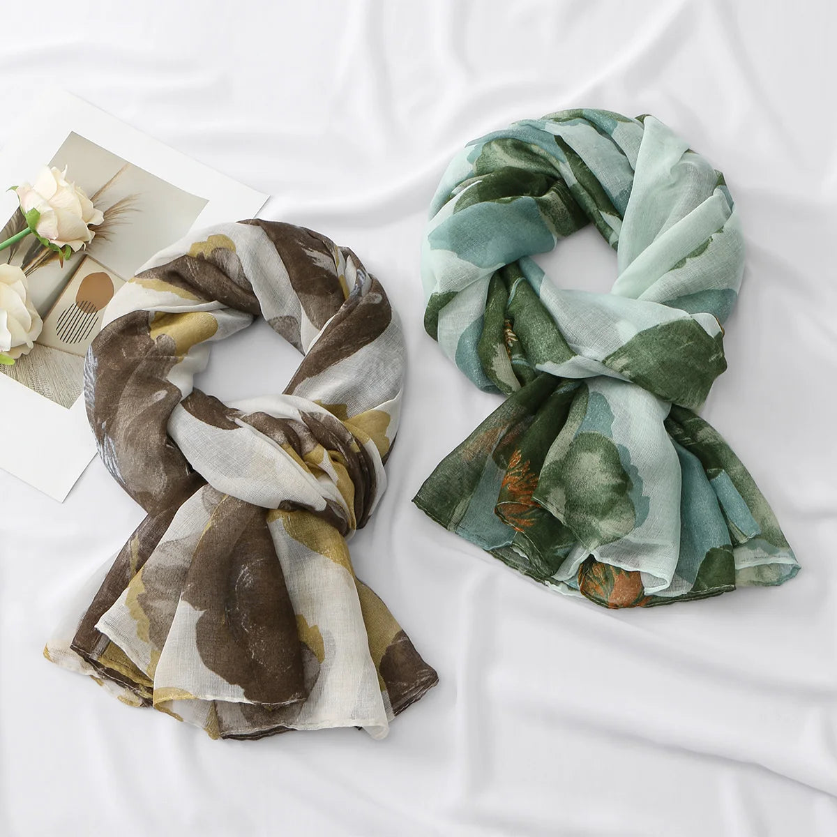 Foulard Hijab Femme — Écharpe Voile Viscose Coton Doux Turban Long