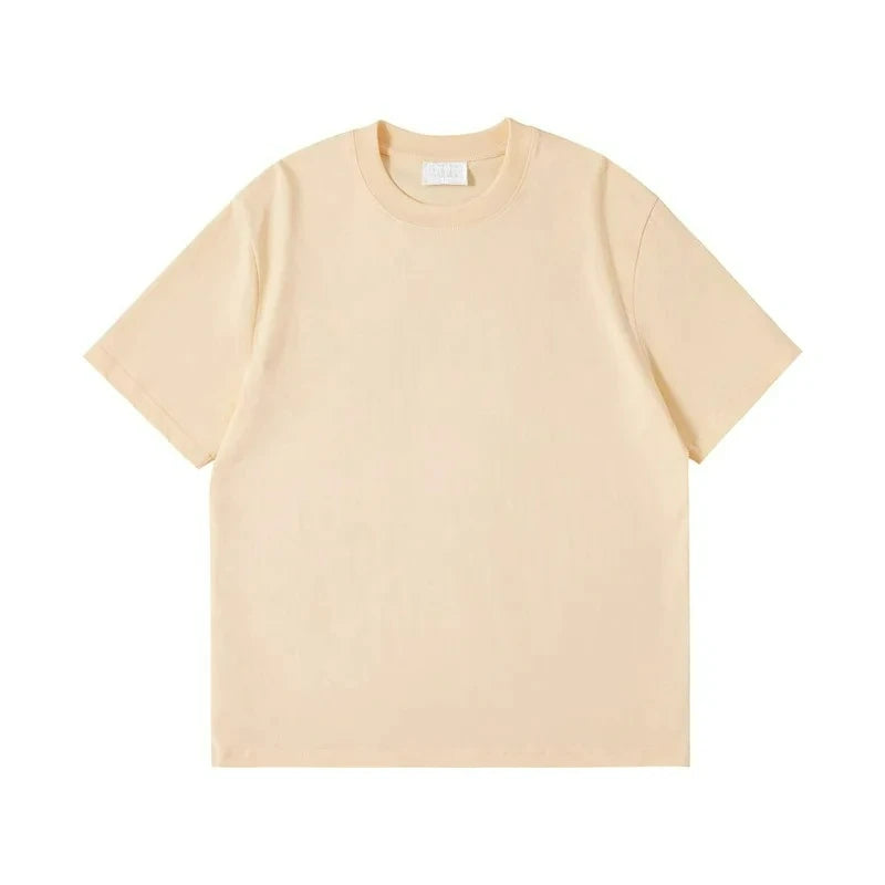 Oversize Men's T-Shirt Heavy Cotton Solid Color Heavy Loose Off-Shoulder Short Sleeve New Men's T-Shirt Undershirt Men's