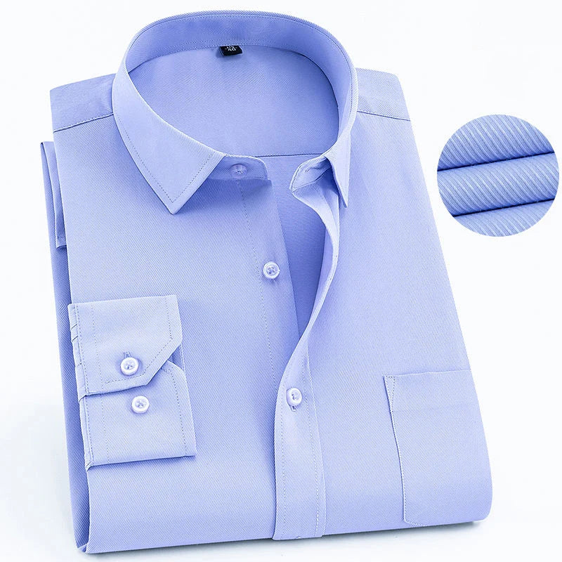 Oversized Shirt 9XL 47 48 Mens Striped Business Casual Long Sleeved Classic Formal Male Social Dress Button Up Shirts Slim Fit