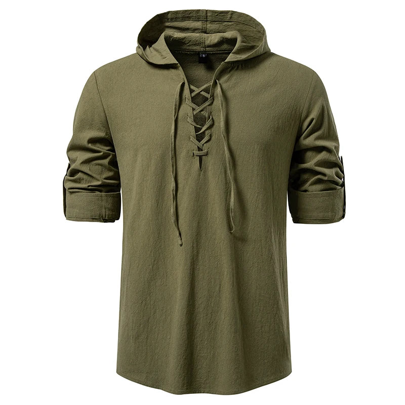 Chemise Homme à Capuche – Manches Longues Style Décontracté