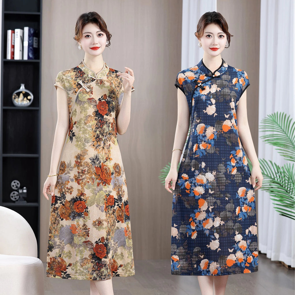 Robe Qipao Style Chinois Vintage — Streetwear Ethnique Femme