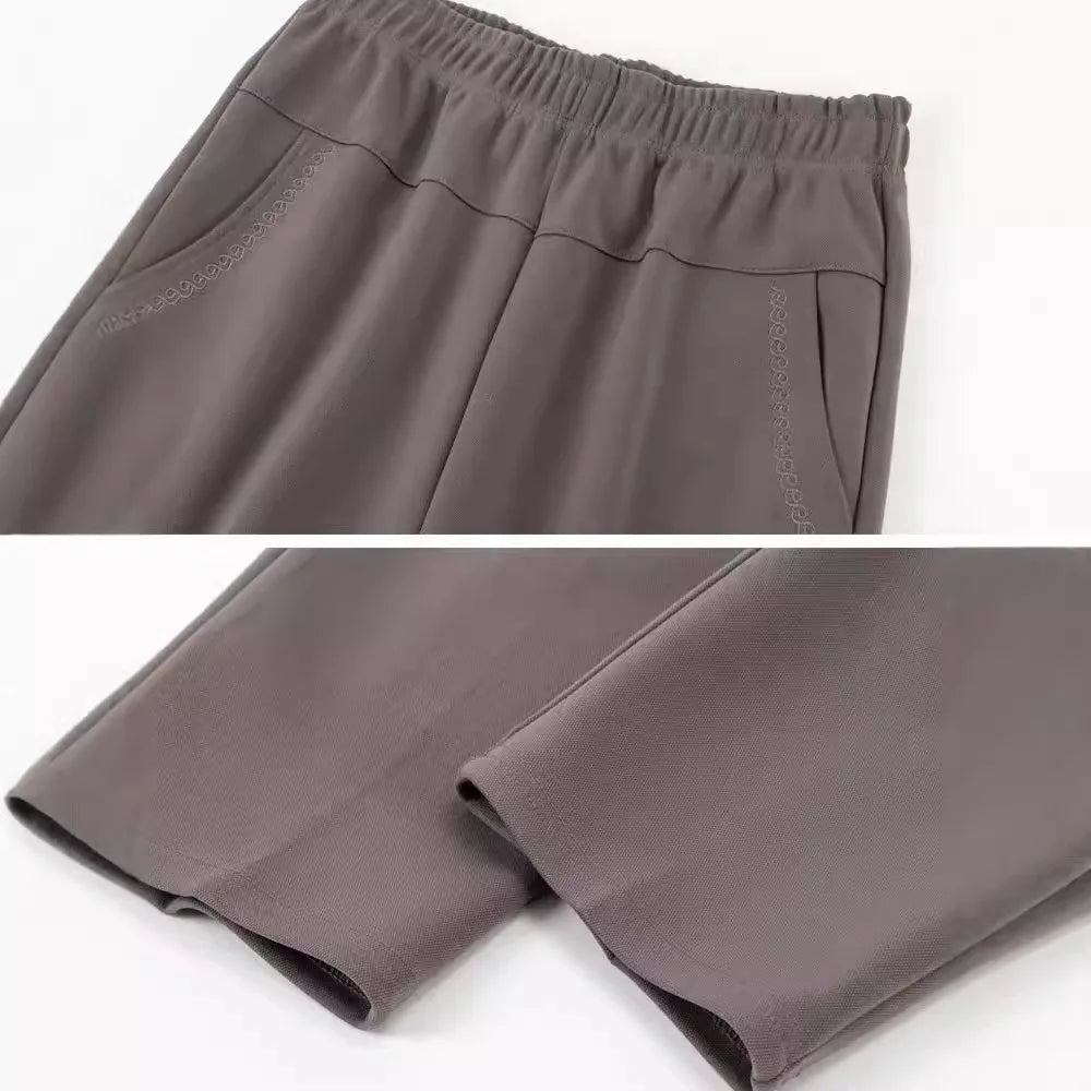Oversize 8XL Women Trousers 2026 New Solid Elastic High Waist Casual Pants Autumn Winter Female Straight Pants Mother Long Pants