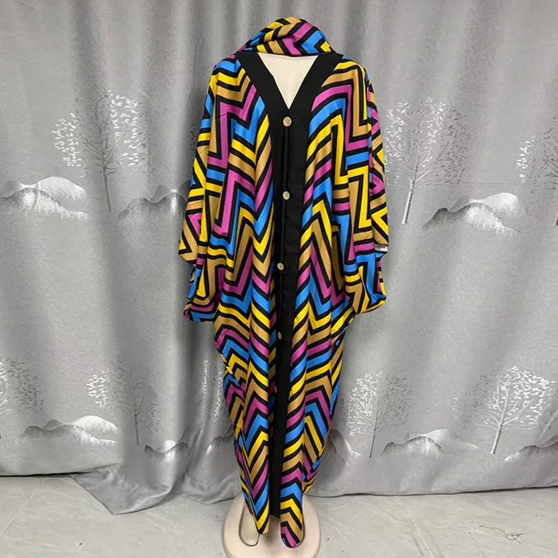 Robe Longue Femme Col V Rayée — Style Décontracté Grande Taille Automne 2026