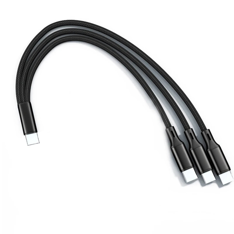 Câble Chargeur 3-en-1 Tressé USB-C Micro USB Lightning — Universel