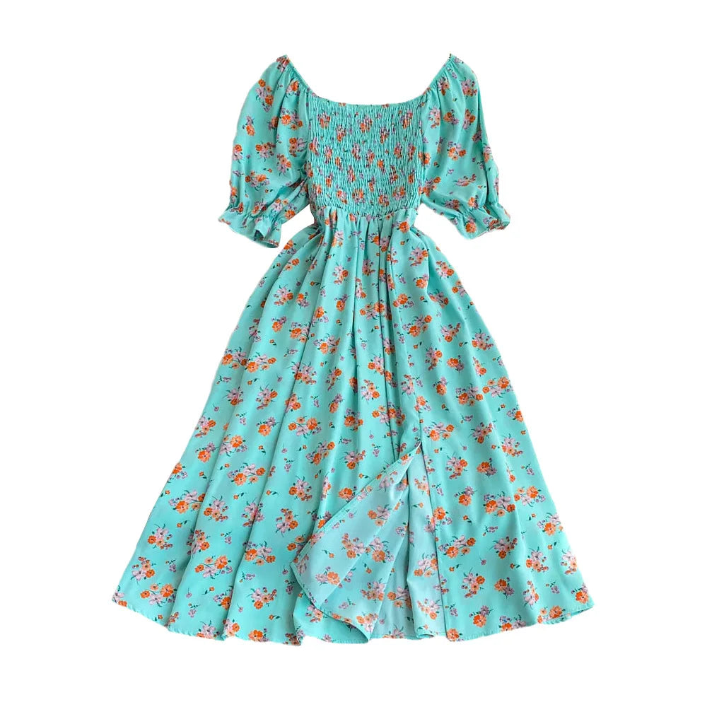 Robe Longue Bohémienne À Volants — Imprimé Floral Maxi Bustier Été