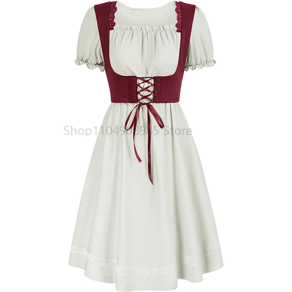 Robe Médiévale Gothique Femme — Manches Courtes Maxi Féerique Viking