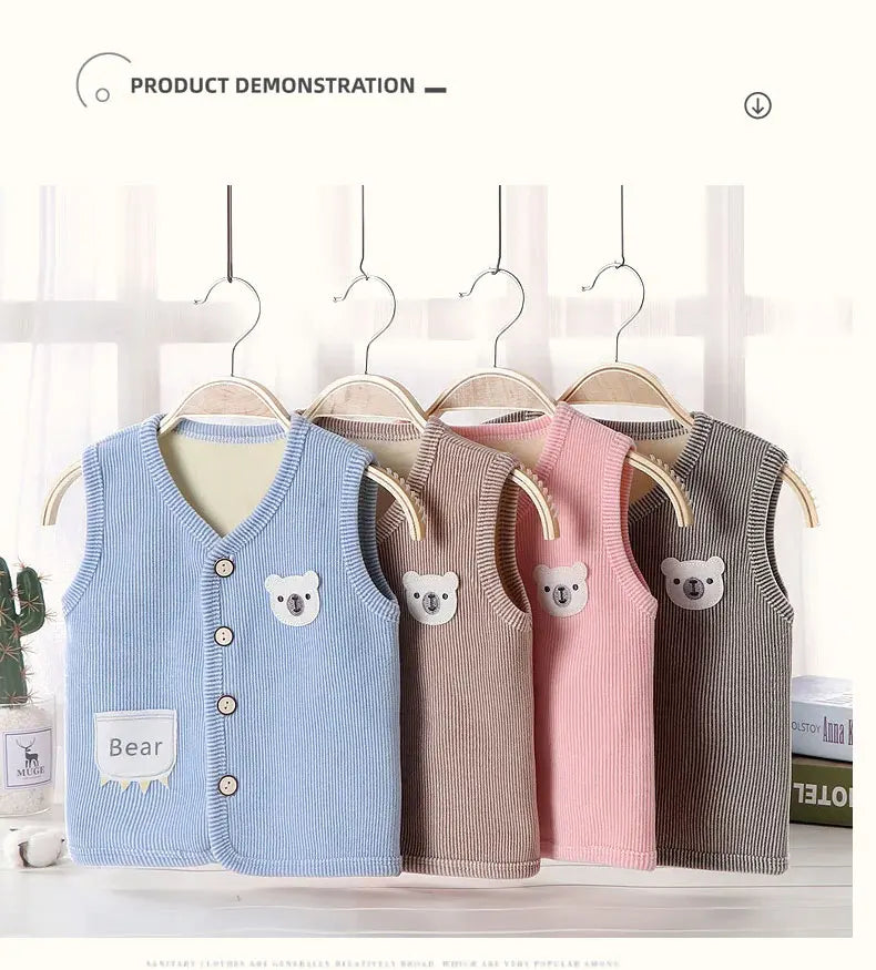 Gilet Enfant Velours Chaud — Veste Sans Manches Garçon & Fille