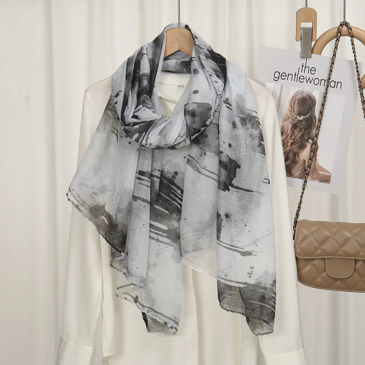 Foulard Hijab Femme — Écharpe Voile Viscose Coton Doux Turban Long