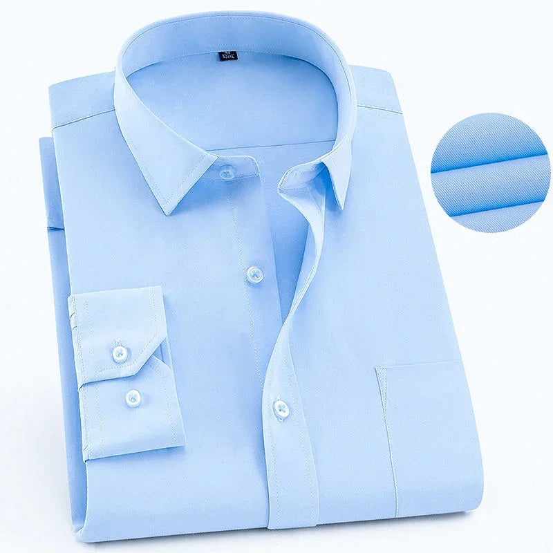 Oversized Shirt 9XL 47 48 Mens Striped Business Casual Long Sleeved Classic Formal Male Social Dress Button Up Shirts Slim Fit