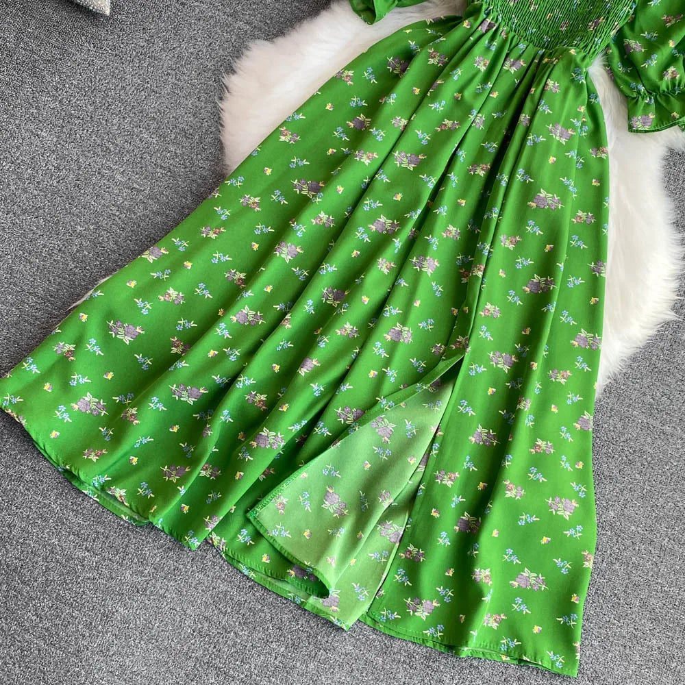 Robe Longue Bohémienne À Volants — Imprimé Floral Maxi Bustier Été