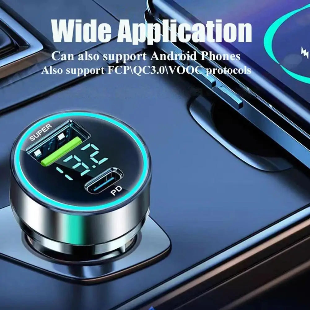 Chargeur Voiture Rapide 120W+20W PD Double USB-C pour iPhone 13 Pro et Smartphones