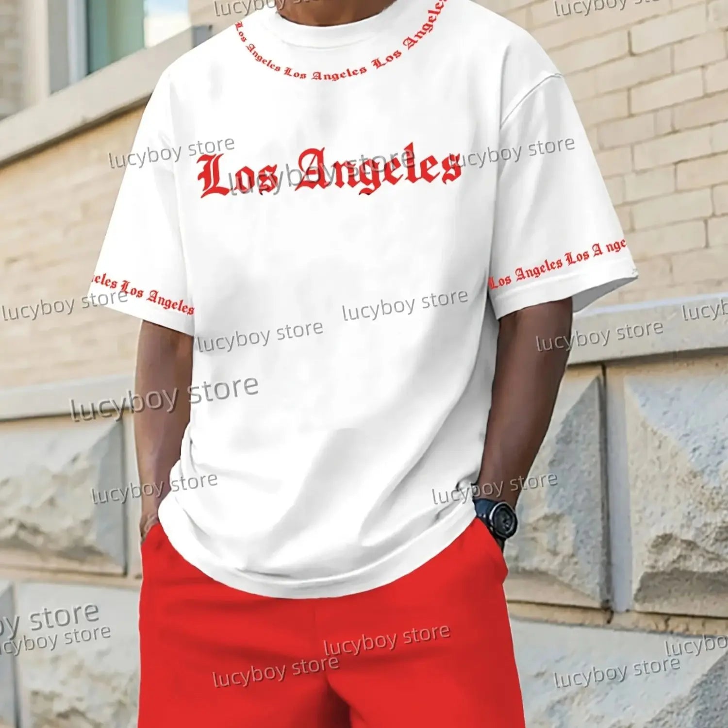 2025 Los Angeles Printed Men's Suit 2 Pieces Set Casual Suit SportswearFitness Set  Men's Tracksuit Oversized Clothes