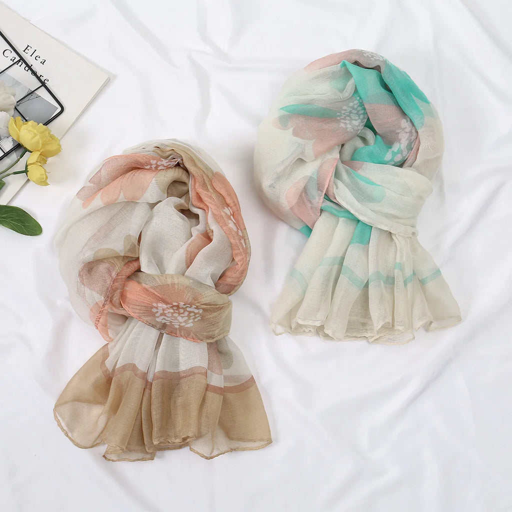 Foulard Hijab Femme — Écharpe Voile Viscose Coton Doux Turban Long