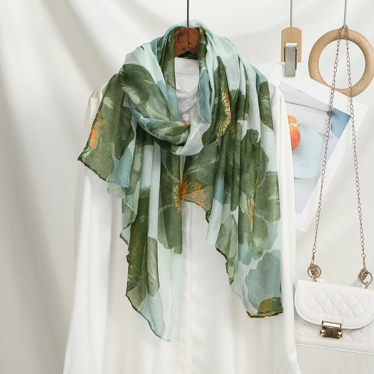 Foulard Hijab Femme — Écharpe Voile Viscose Coton Doux Turban Long